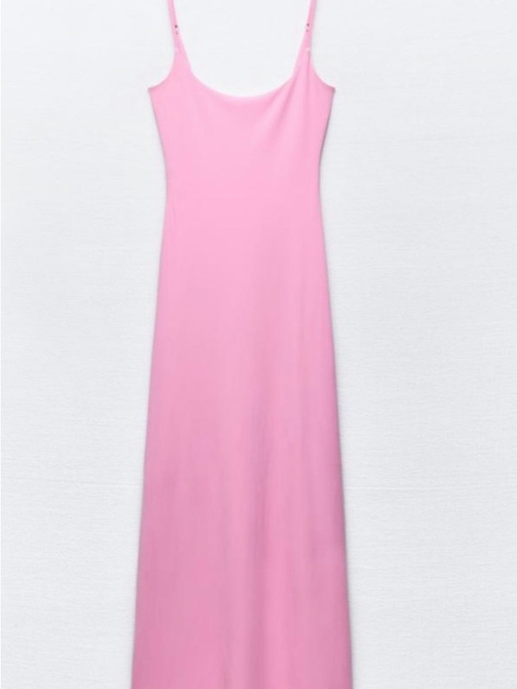 Zara Pink Slip Maxi Dress With Slim Straps